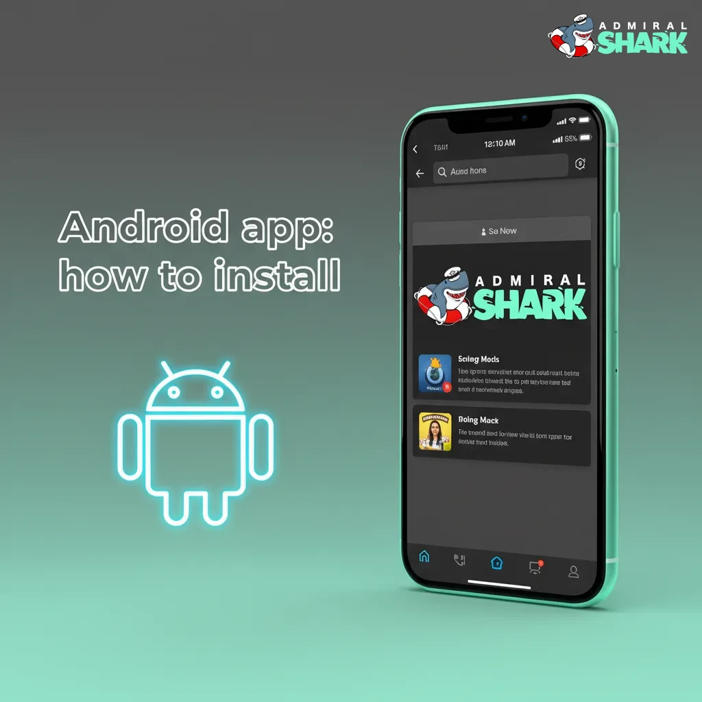 Steps to install Android app: open site, download APK, allow installs, install, log in; works on Android 8+.