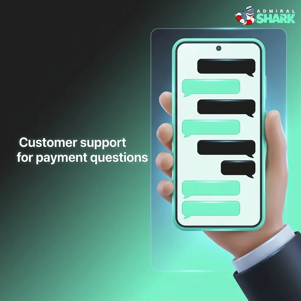 Customer support options for payment questions including live chat, email, and in-app messaging available 24/7