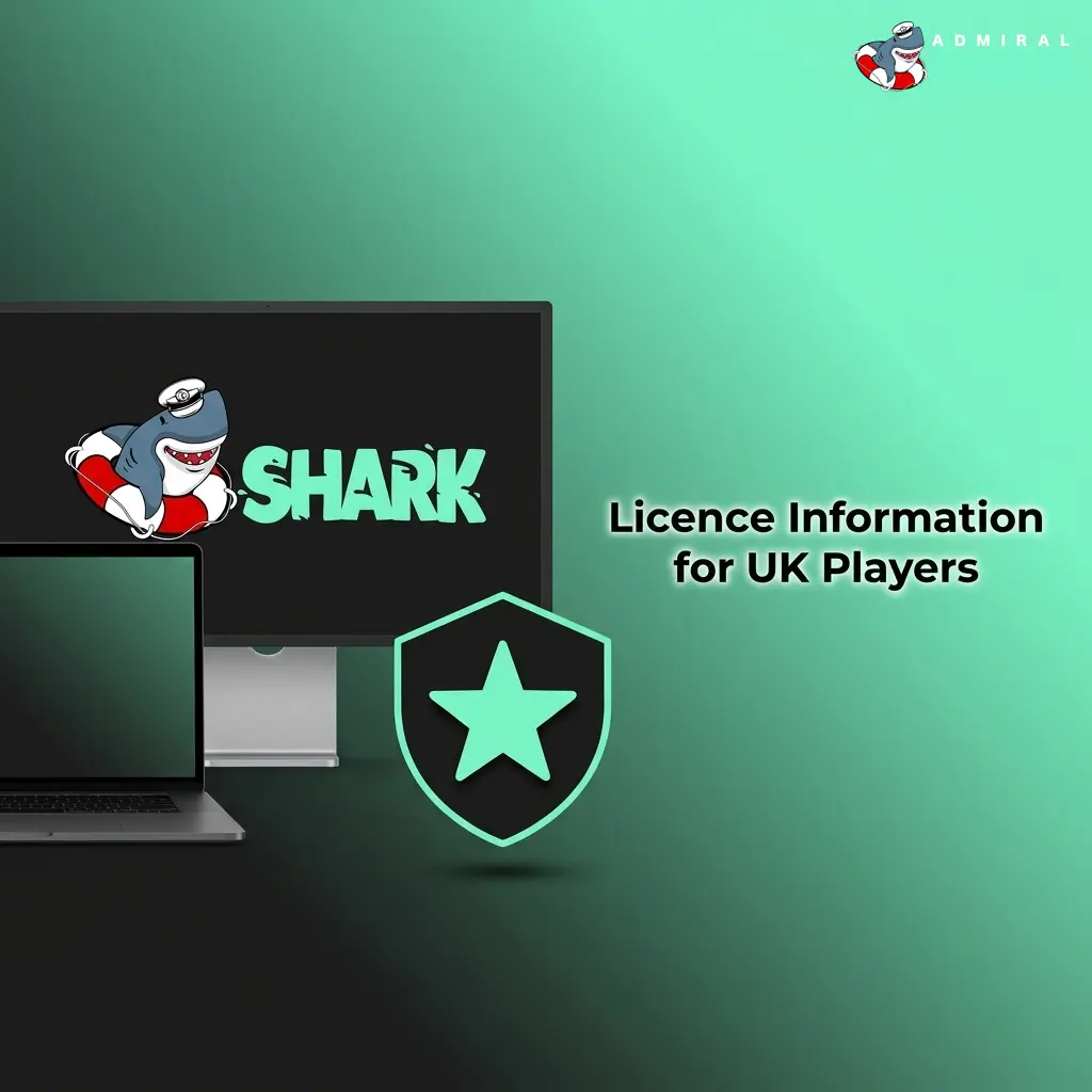UK Gambling Commission licence details shown in Admiral Shark website footer for Great Britain players