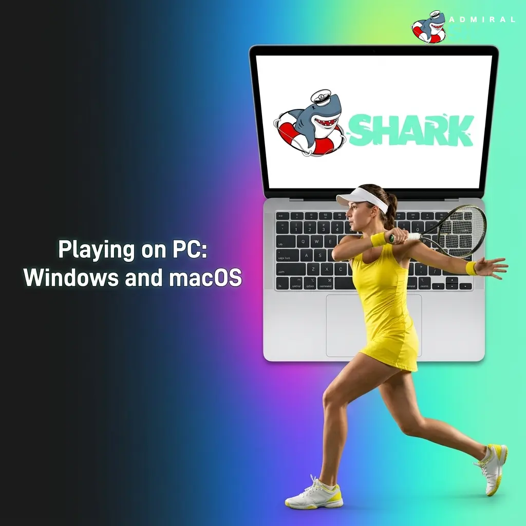 Admiral Shark casino website displayed on a PC browser, compatible with Chrome, Safari, Edge and Firefox on Windows and macOS