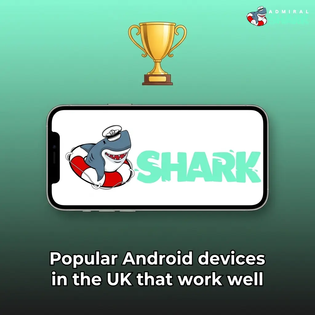Popular Android devices compatible with Admiral Shark mobile in the UK including Samsung, Google Pixel, OnePlus and Sony models