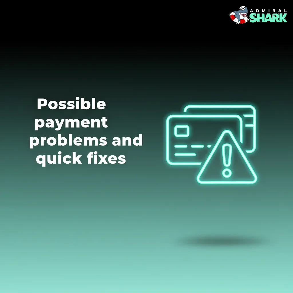 Infographic on payment issues and fixes: card declined, crypto pending, deposit delay, name mismatch, limit reached.