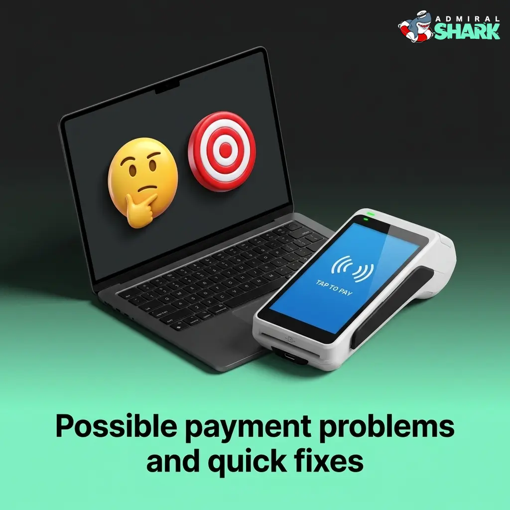 Illustration of common payment problems and quick fixes including card declines, crypto delays, and deposit issues