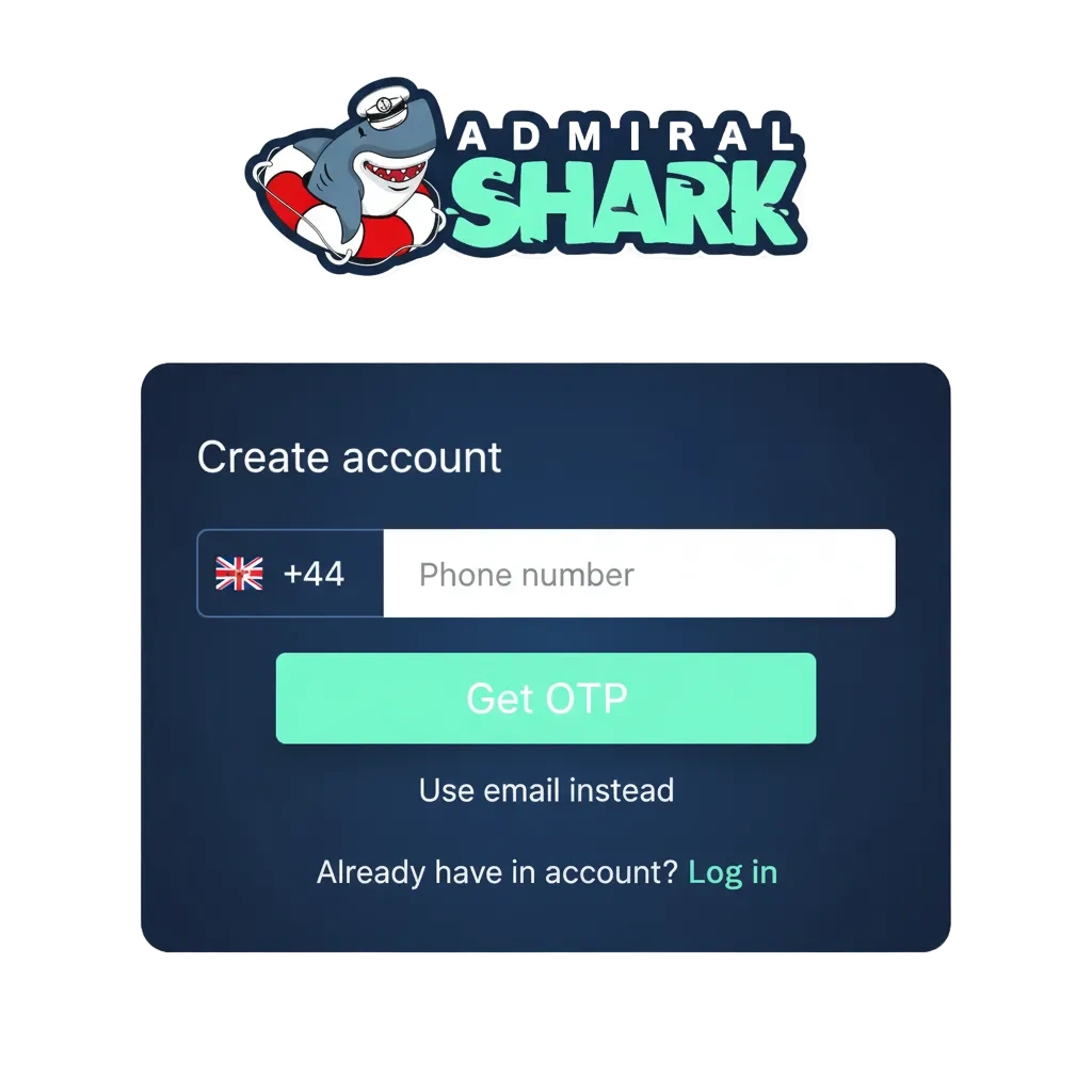 Admiral Shark UK: register, sign in, verify. Casino, sports, esports. Website or app, 24/7 help, welcome bonuses up to 475%.