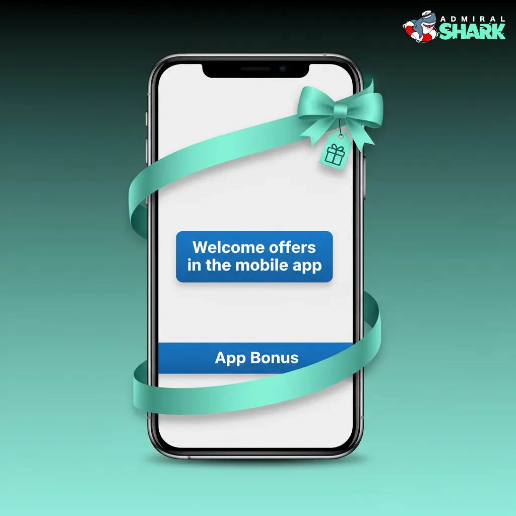 Mobile app screen showing Admiral Shark welcome offers: Sports 475% up to £500; Casino 375% up to £1,500 + 100 free spins.