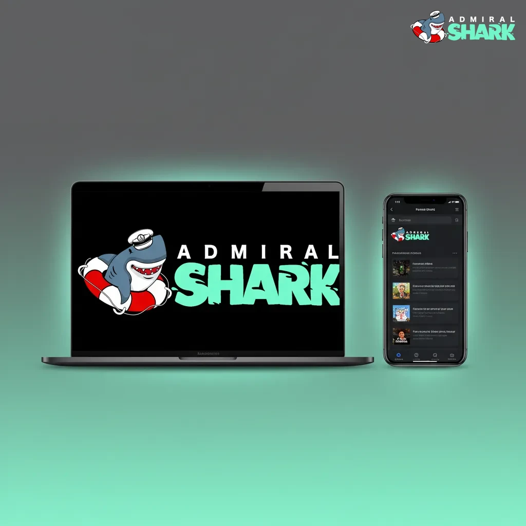 Admiral Shark UI with top nav: Sports, Live, Esports, Casino, Promotions, Support; bet slip right; mobile bottom menu
