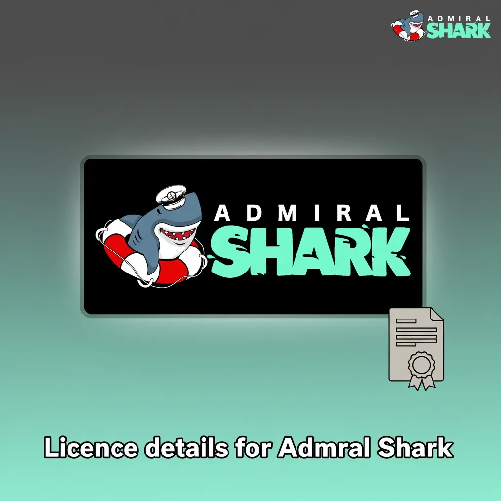 Admiral Shark licence: international remote gambling licence issued outside the UK; issuer, number, date in footer; UK laws.
