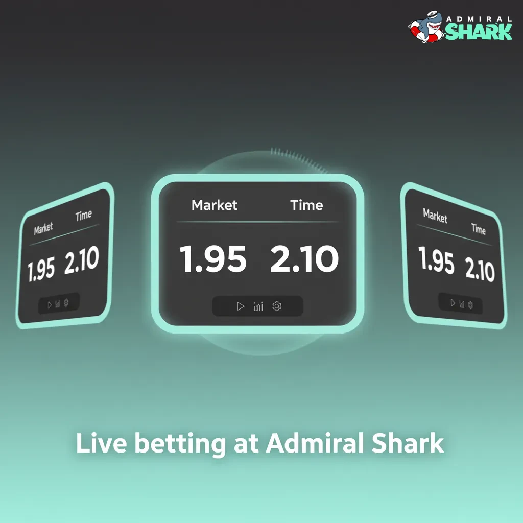 Admiral Shark live betting interface with in-play odds, cash-out, stats, and bet slip for football, tennis, cricket.