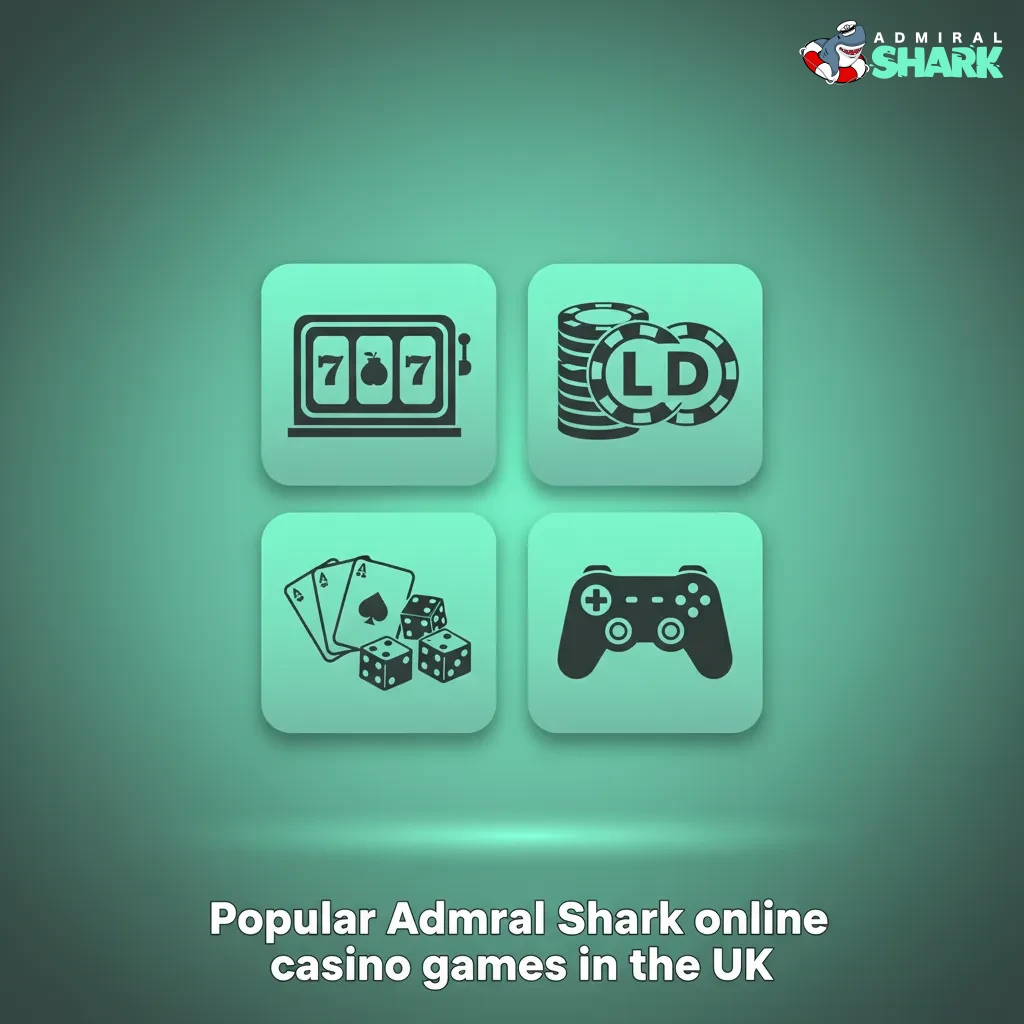 Admiral Shark UK picks: Starburst, Book of Dead, Big Bass Bonanza, Rainbow Riches, Gonzo's Quest, and more slots.