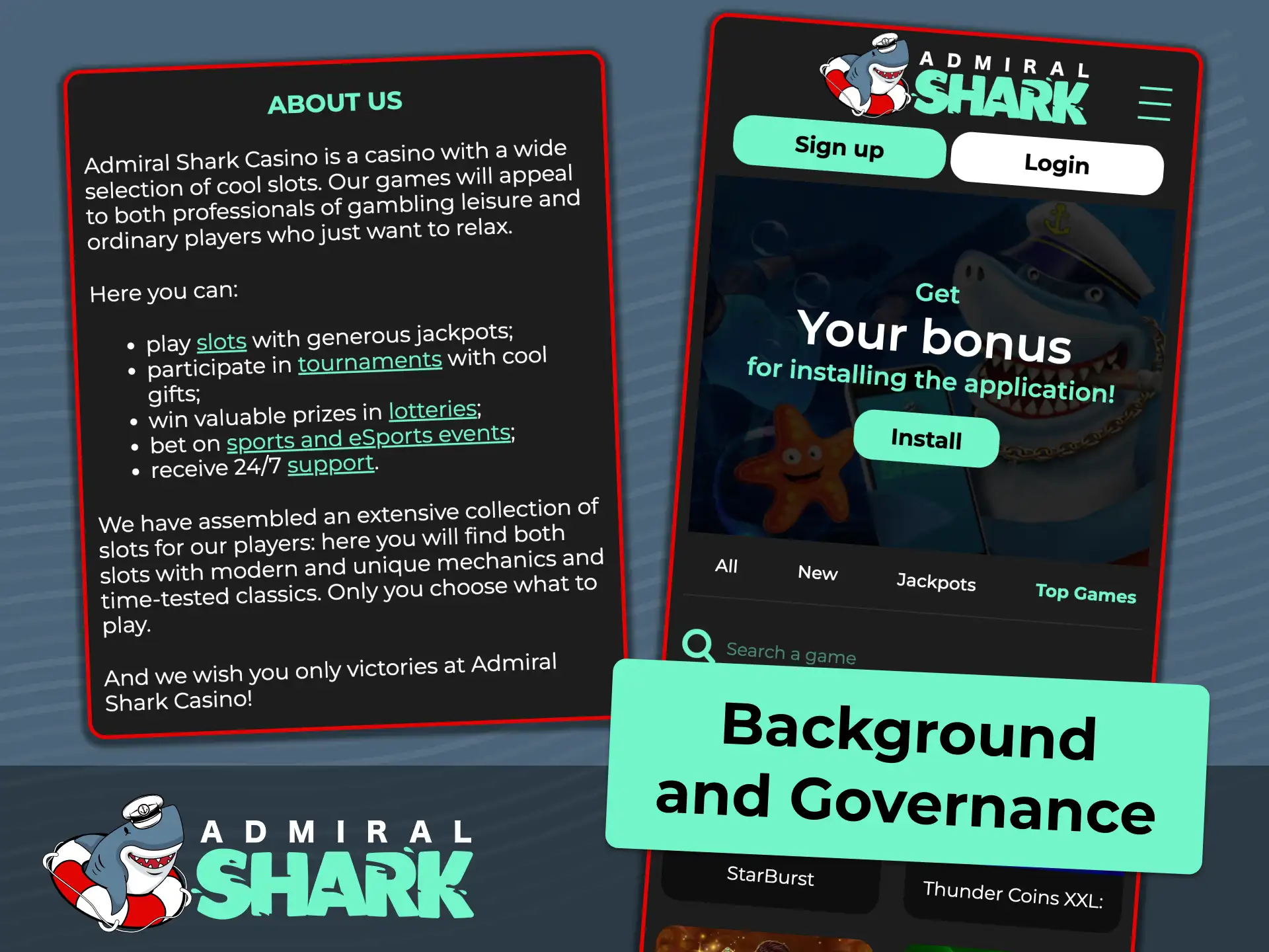 Discover Admiral Shark background, brand growth, and commitment to safe gaming.