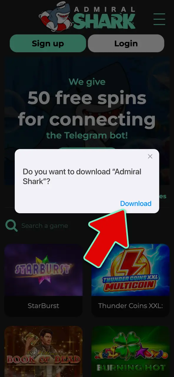 Follow the on-screen prompts on your iPhone or iPad to complete the Admiral Shark installation.