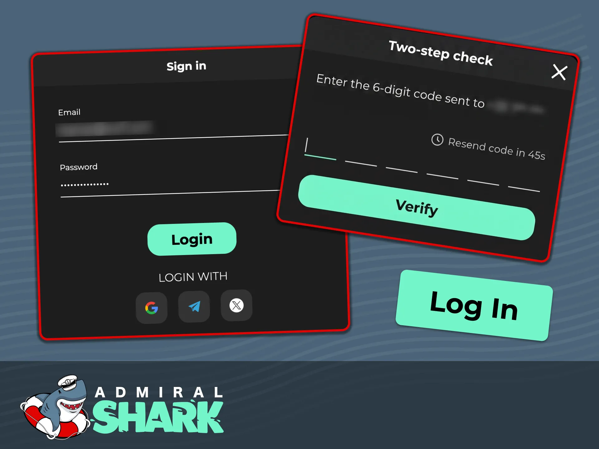 Log in to your Admiral Shark account to access your balance and active bets.