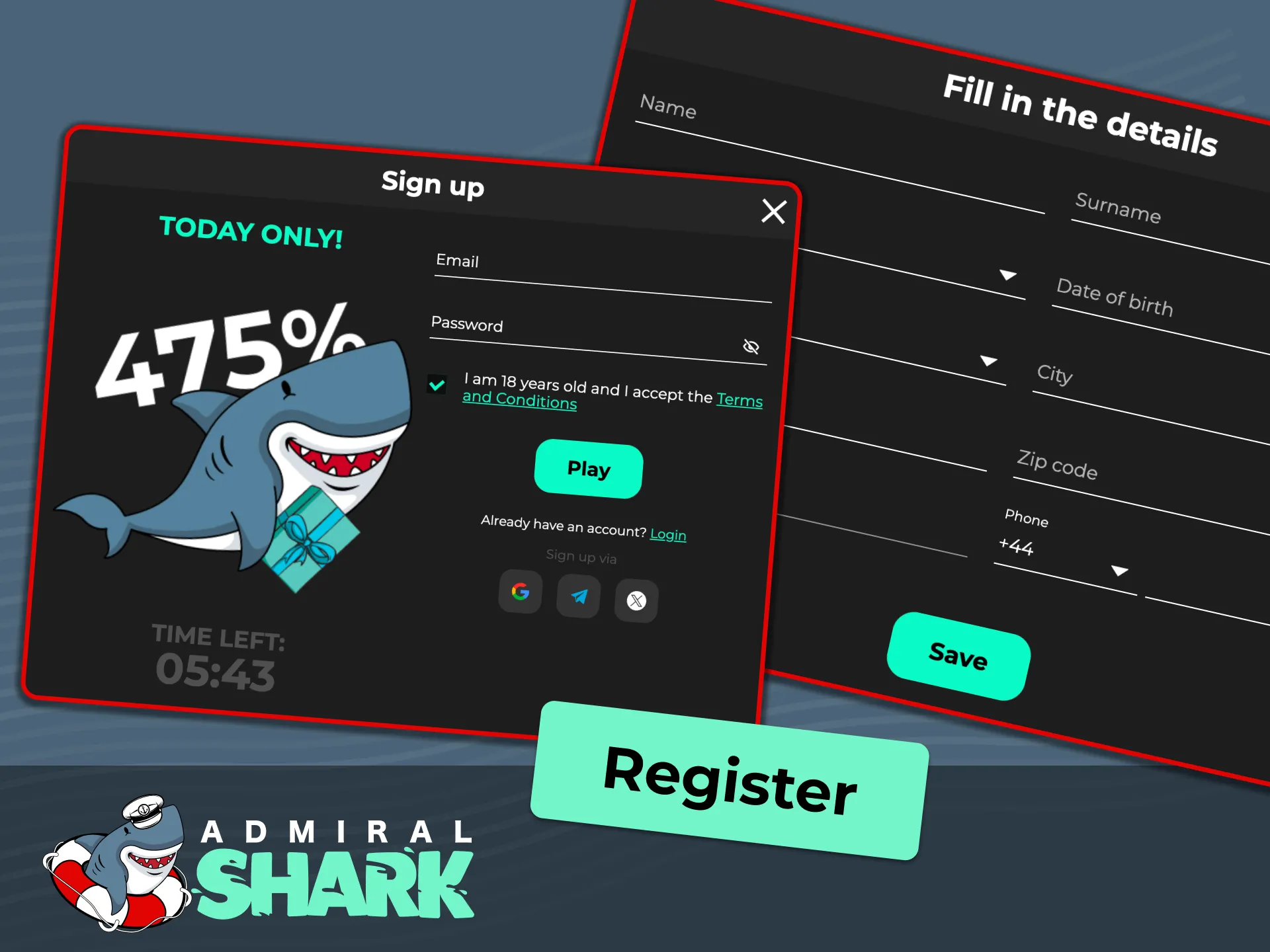 Create your account at Admiral Shark today to unlock full markets.