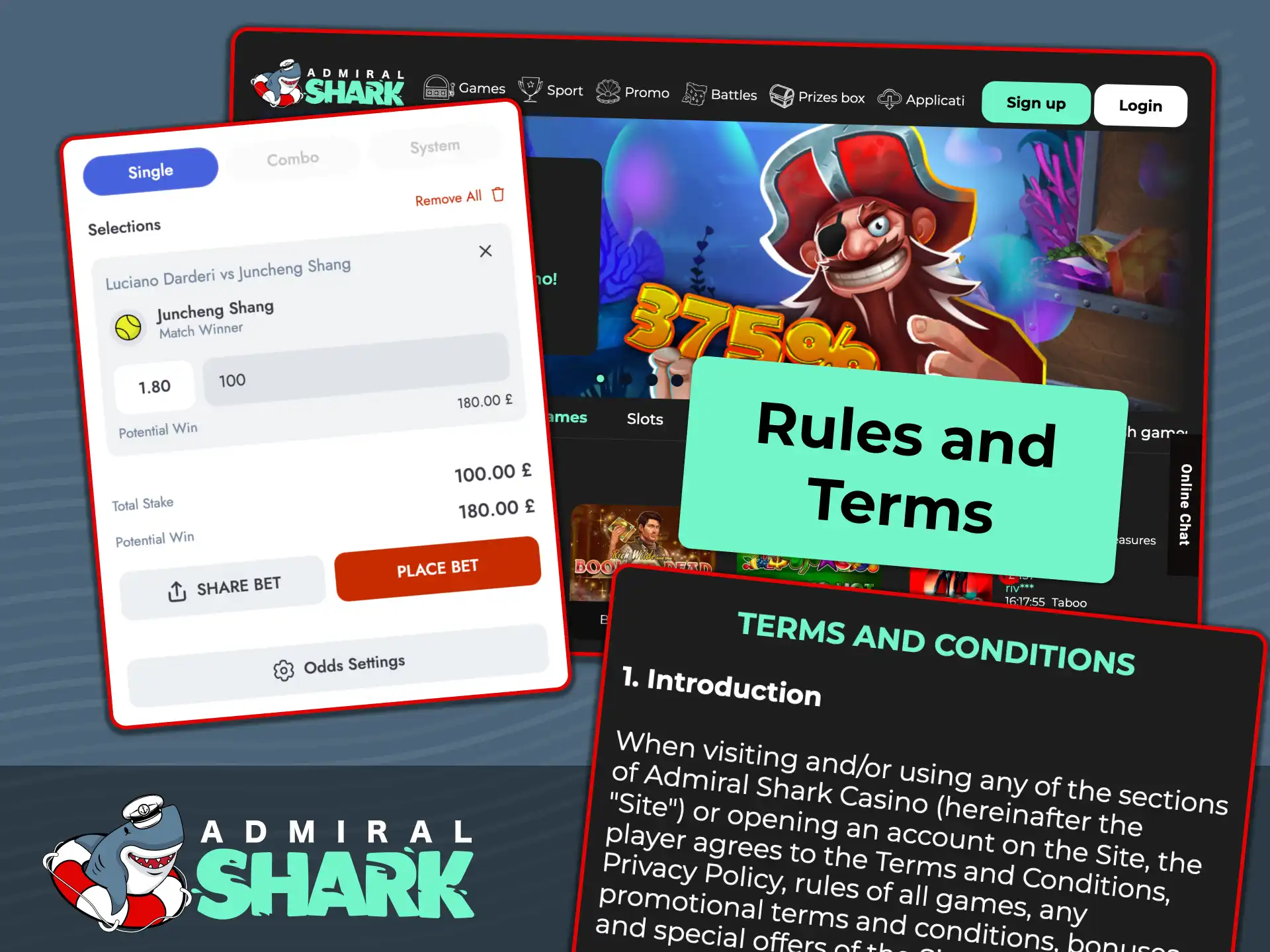 Ensure compliance with Admiral Shark platform rules, age verification, and betting terms.