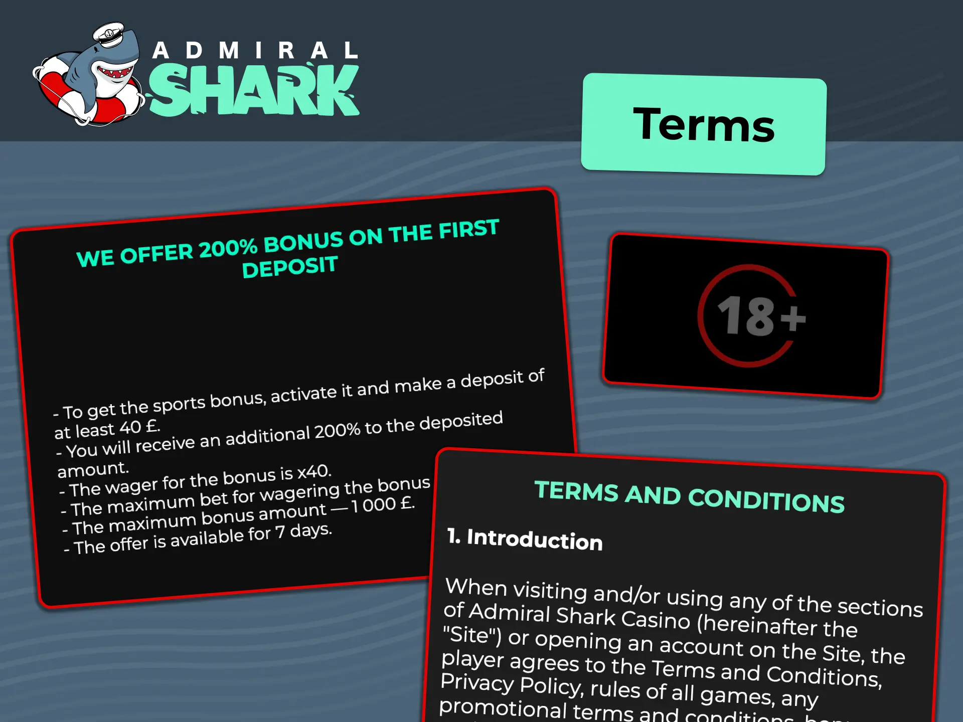 Review key bonus terms and conditions for UK players at Admiral Shark.