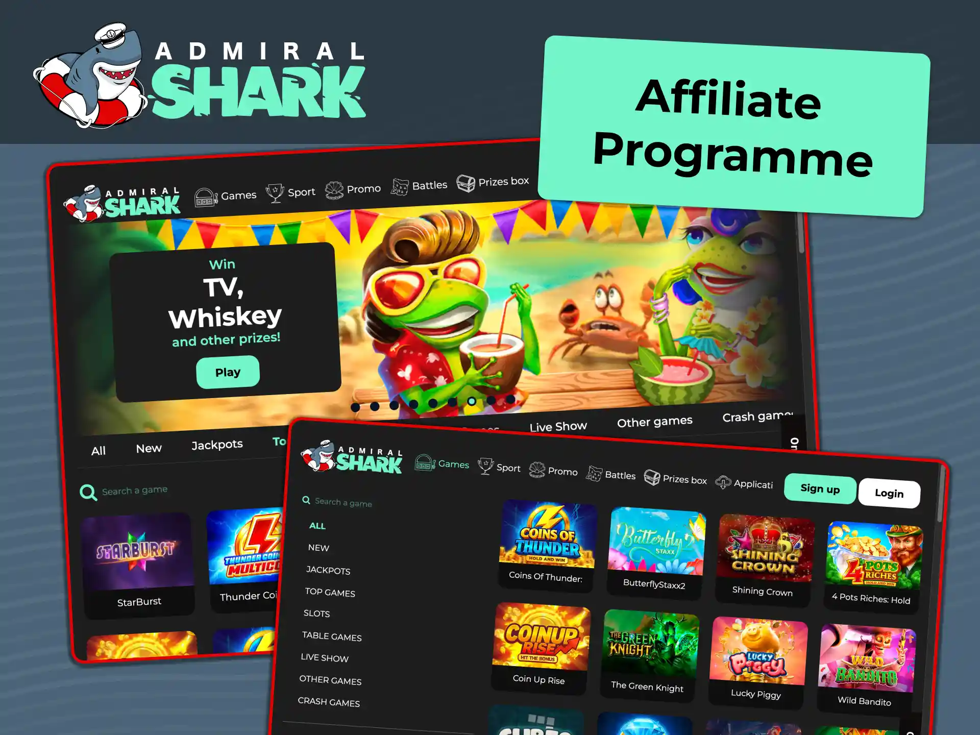 Join the Admiral Shark affiliate programme to earn commission through revenue share and tailored deals.