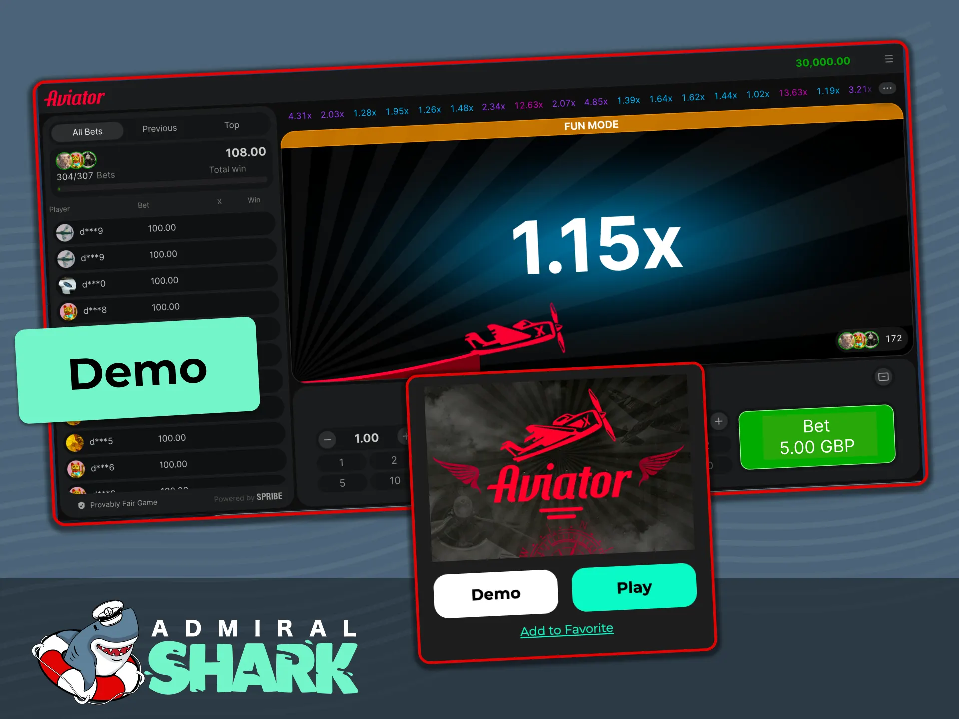 Try the free Aviator demo at Admiral Shark to practice timing and test strategies with virtual credits.