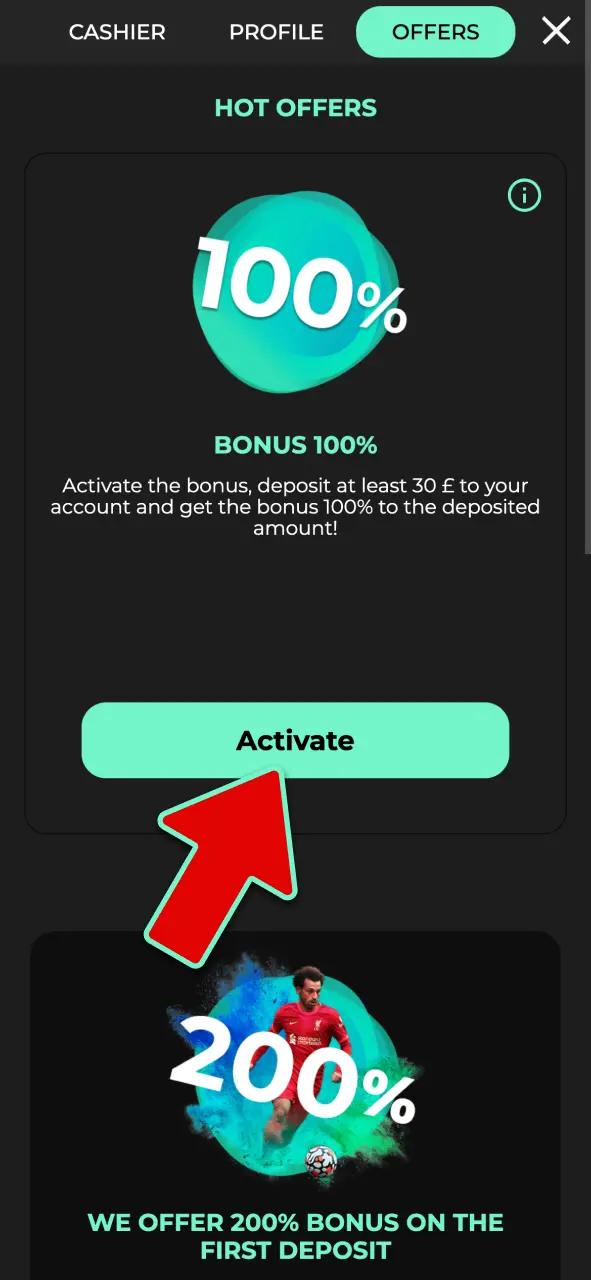Claim casino, sports, or esports bonuses in the promo section at Admiral Shark.