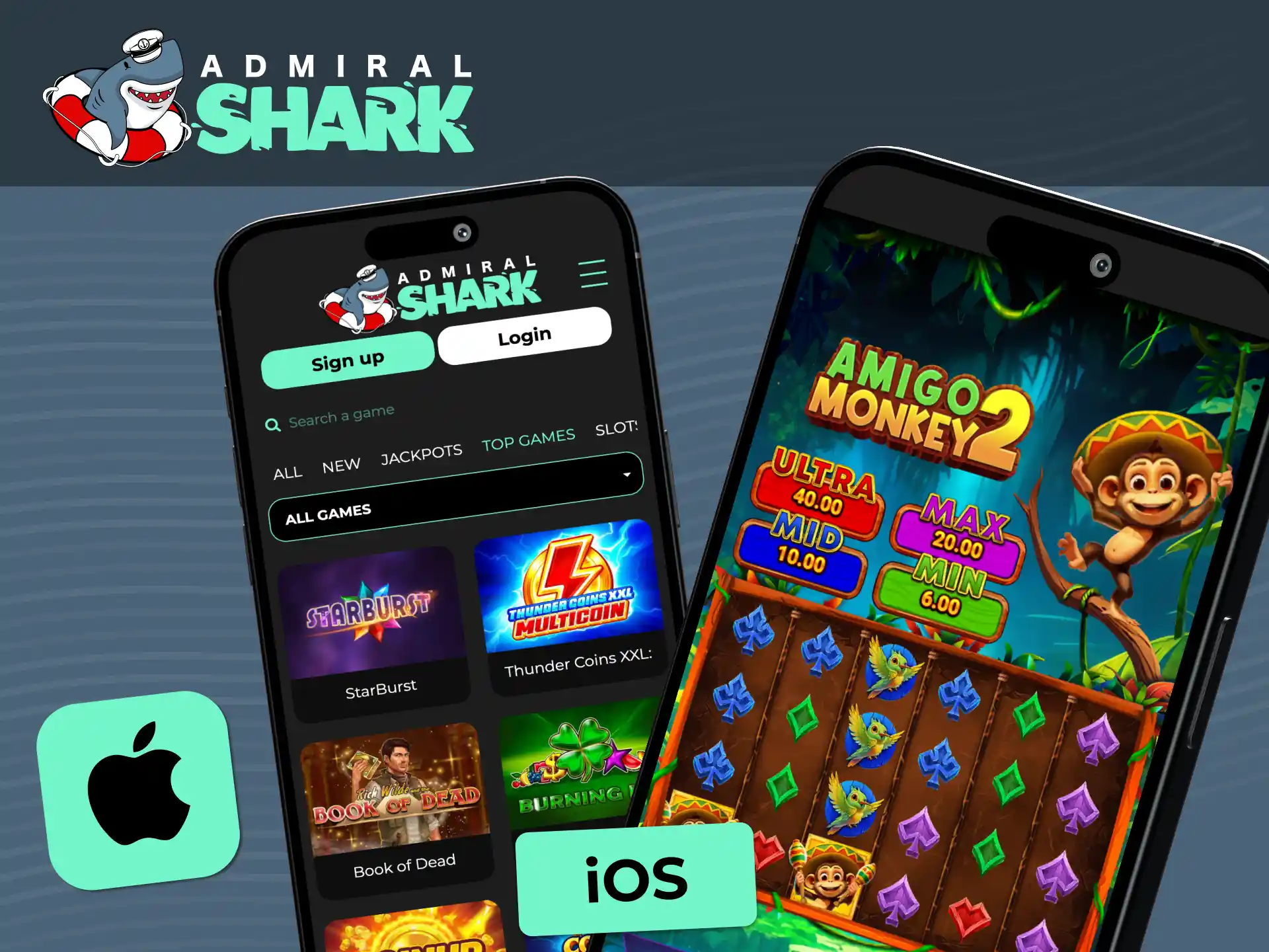 Add Admiral Shark to your iPhone or iPad home screen via Safari for quick mobile betting.