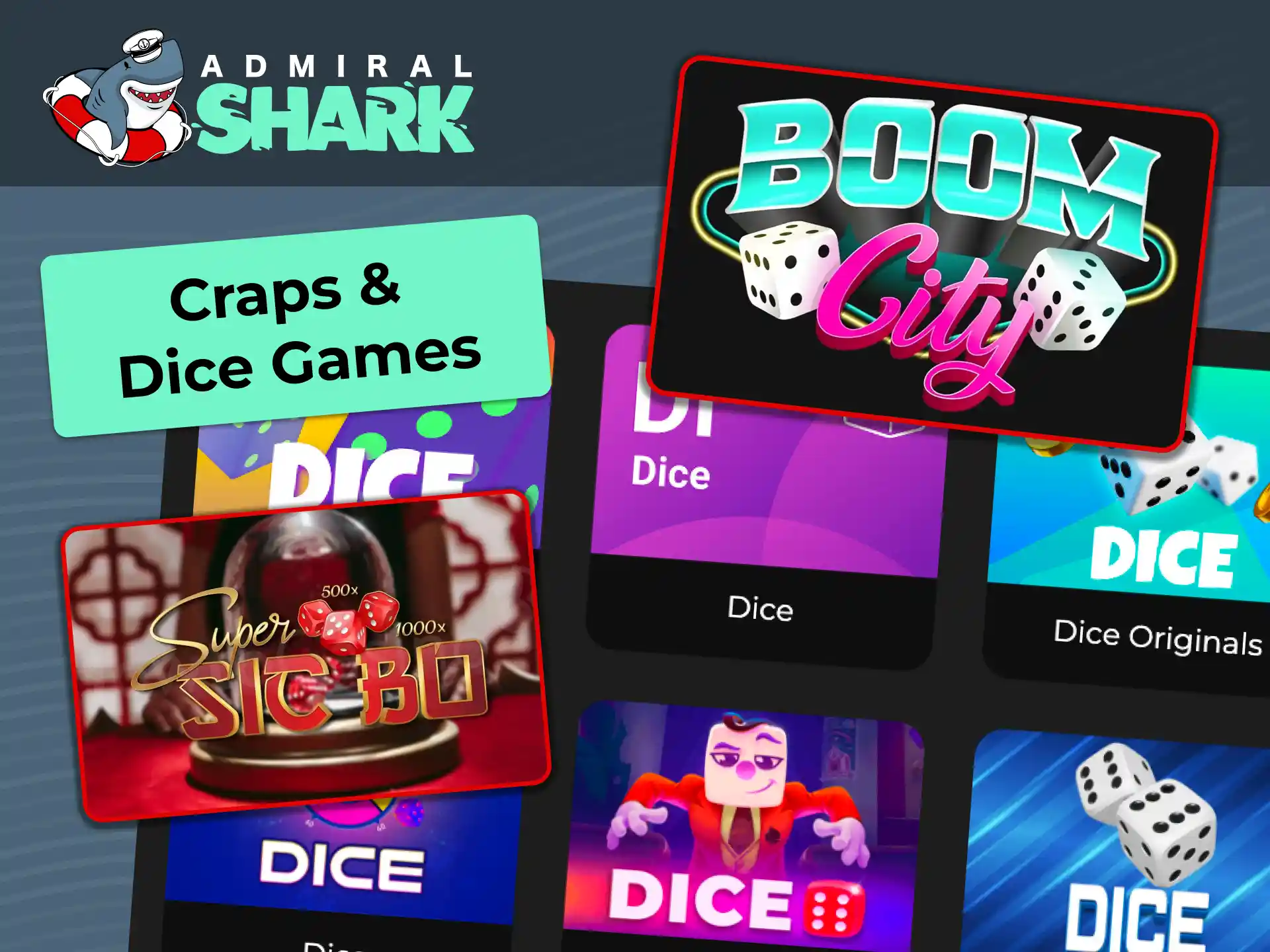 Play live craps and dice games at Admiral Shark with fast rolls, clear main bets, and proposition options.
