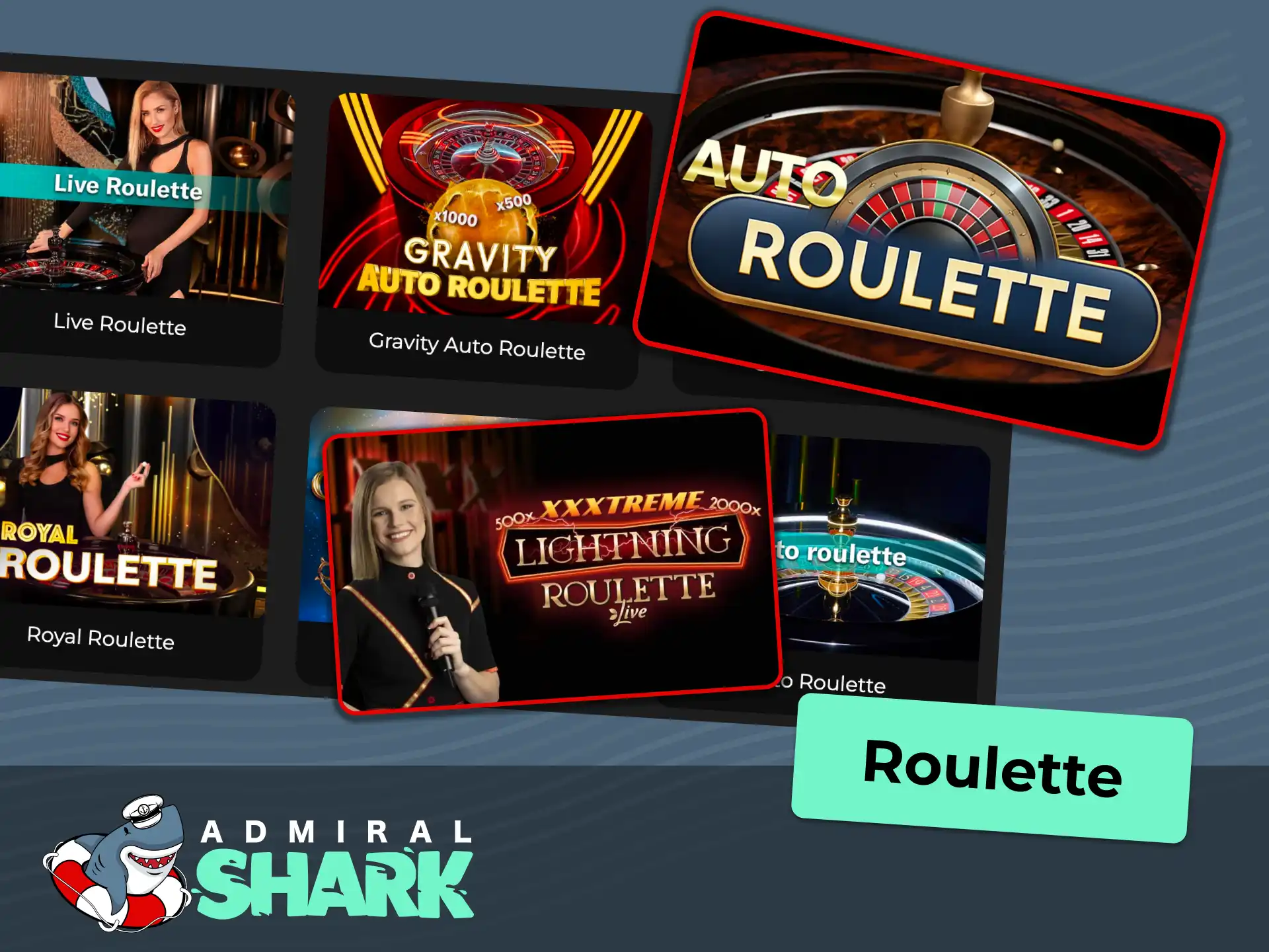 Play live roulette at Admiral Shark with real croupiers, high-definition camera tracking, and straight-up multipliers.
