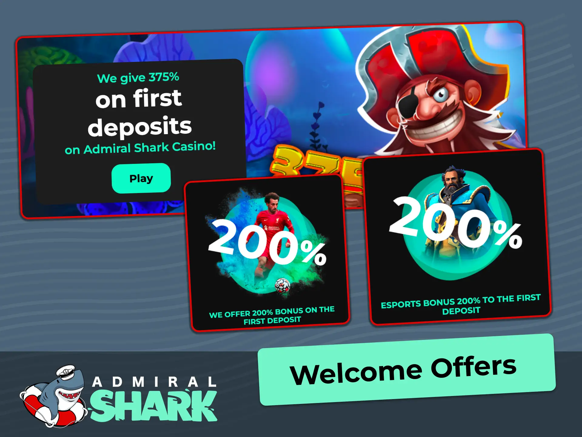 Claim multi-stage welcome packages for live casino, sports, and esports at Admiral Shark UK.