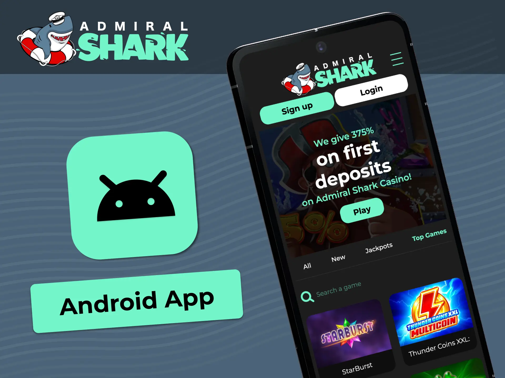 Download the Android app at Admiral Shark to play on the go.