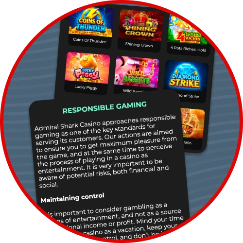 Use responsible play tools at Admiral Shark to control your budget.