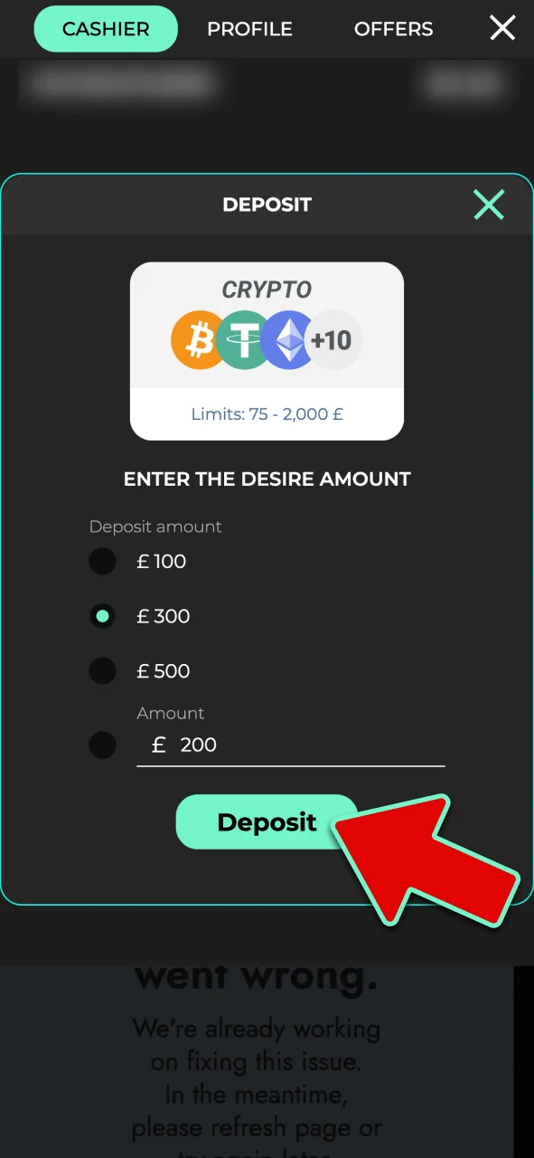 Deposit safely at Admiral Shark using Visa, Mastercard, or USDT.