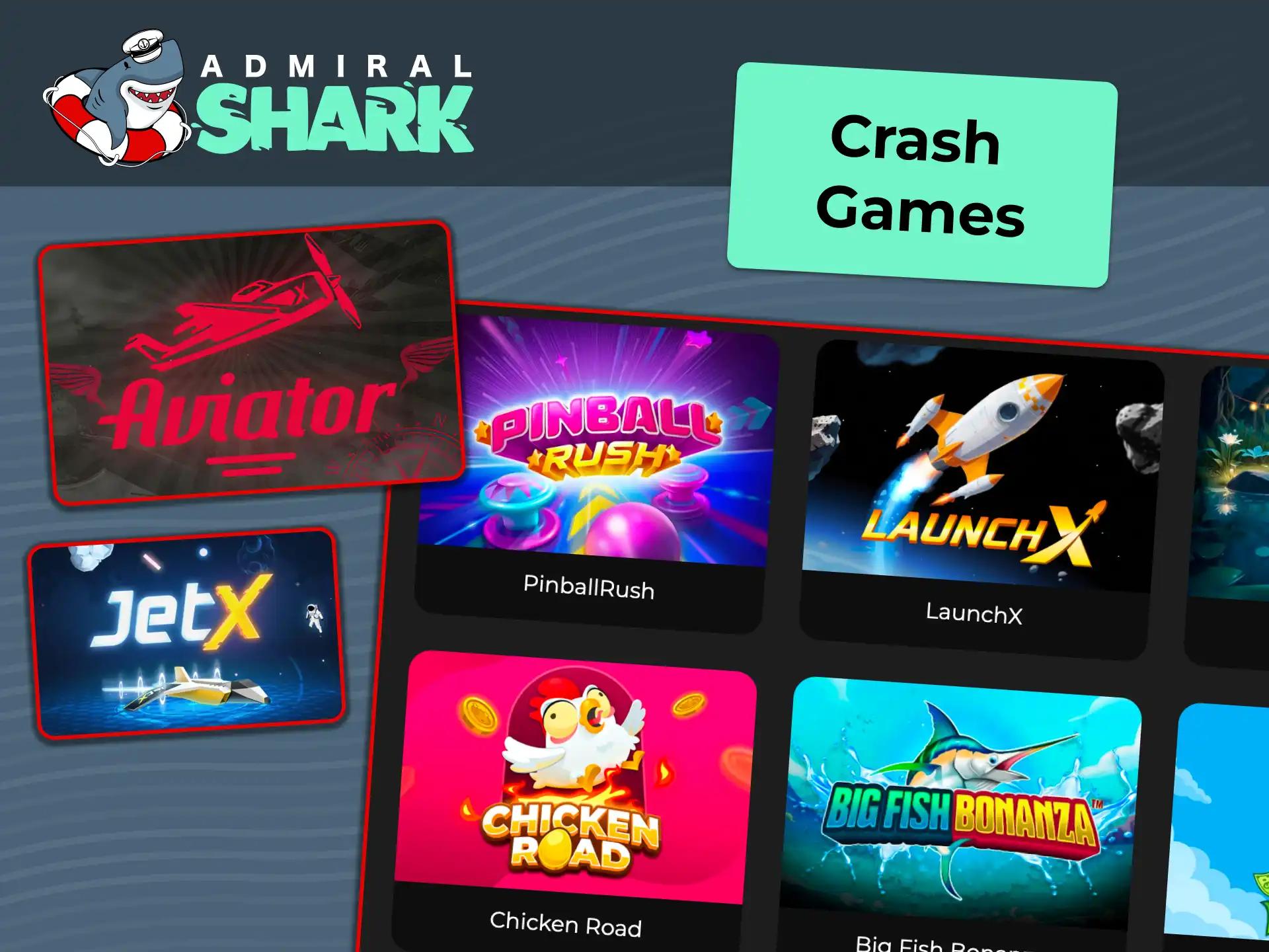 Play fast Crash Games at Admiral Shark and cash out in time.