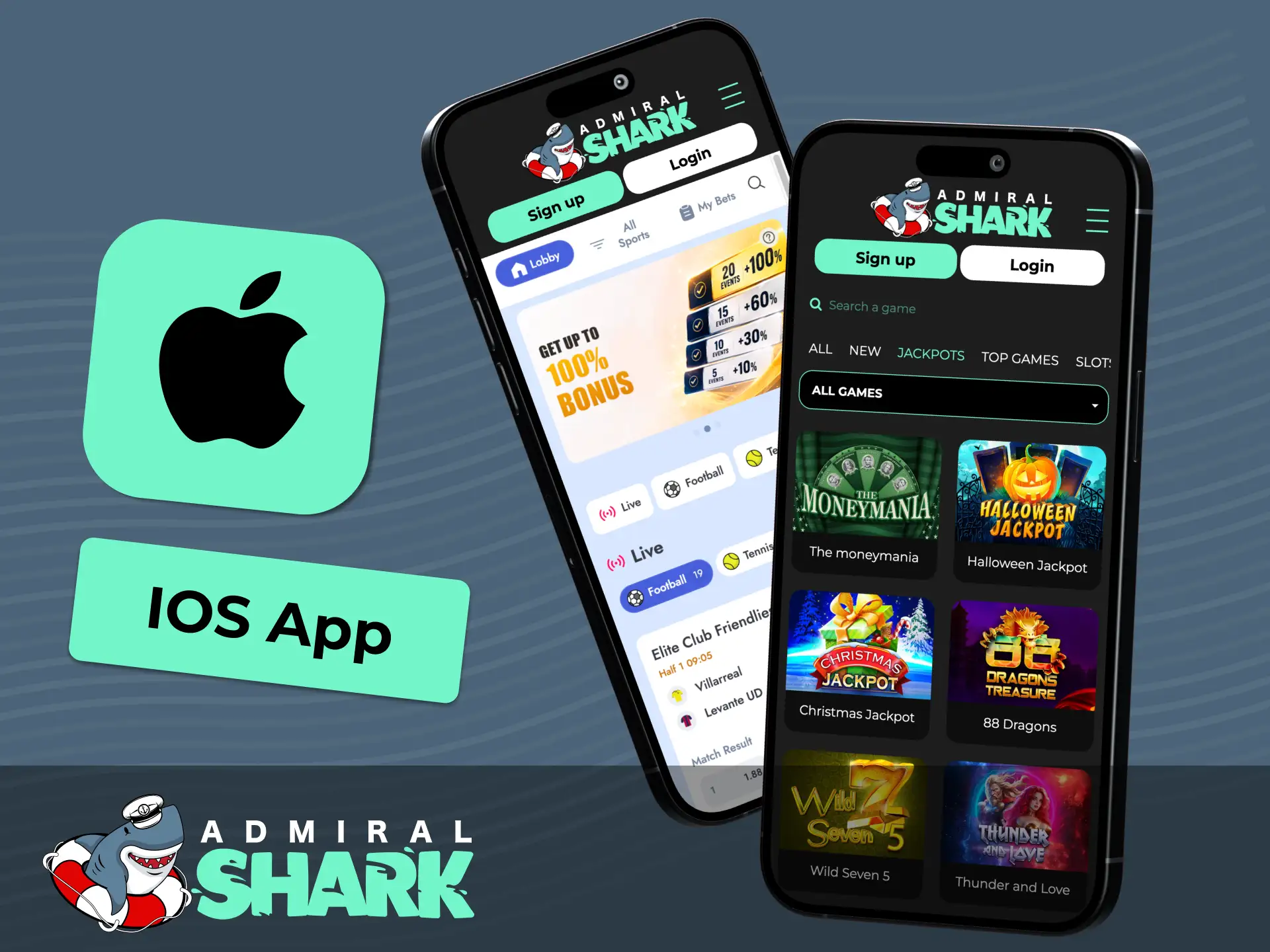 Play at Admiral Shark on iOS devices and win big today.