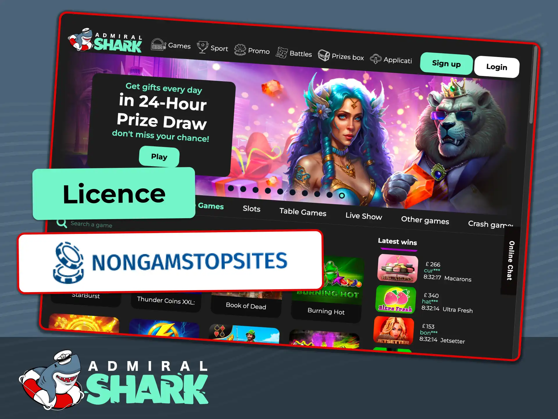 Visit Admiral Shark website to inspect licensing details.