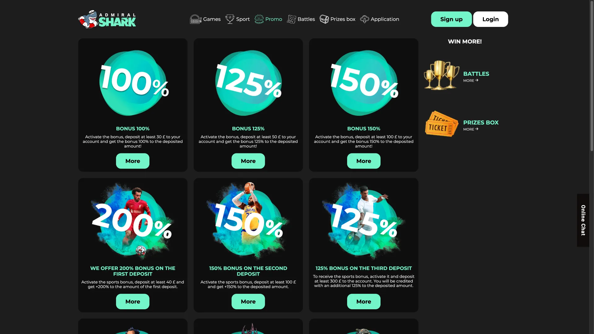 Activate your best promotion at Admiral Shark right now.