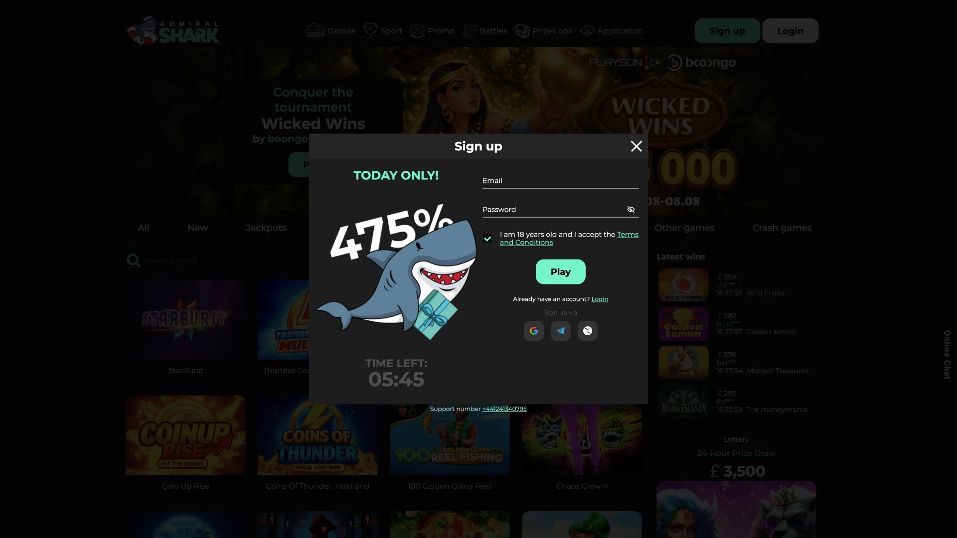 Create your account at Admiral Shark today to start winning.