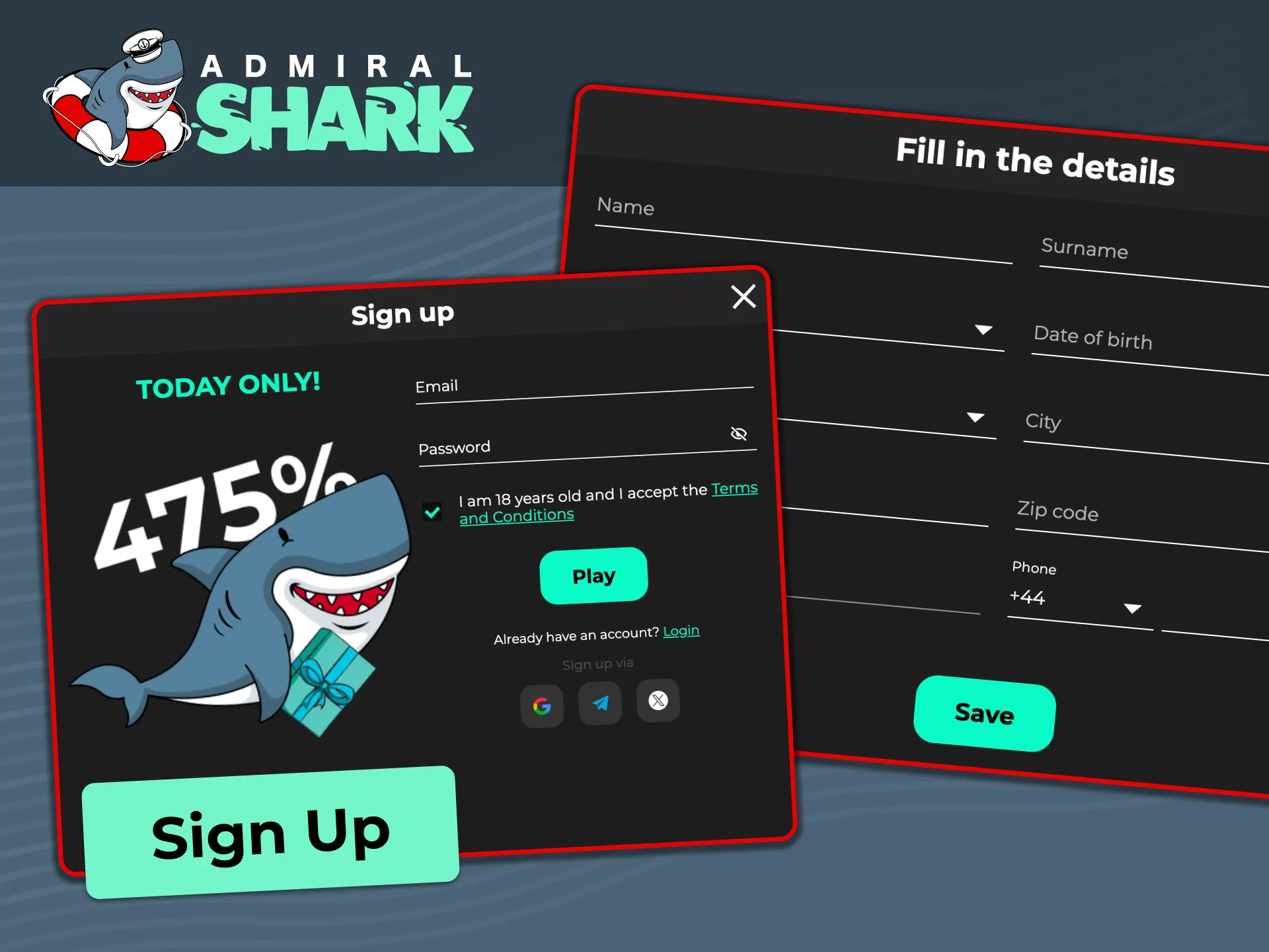 Create your account at Admiral Shark today to unlock full markets.