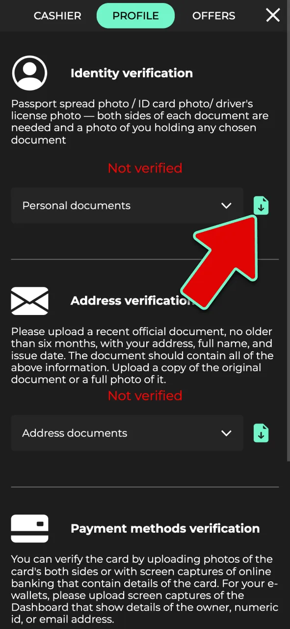 Upload your ID at Admiral Shark to verify your account.