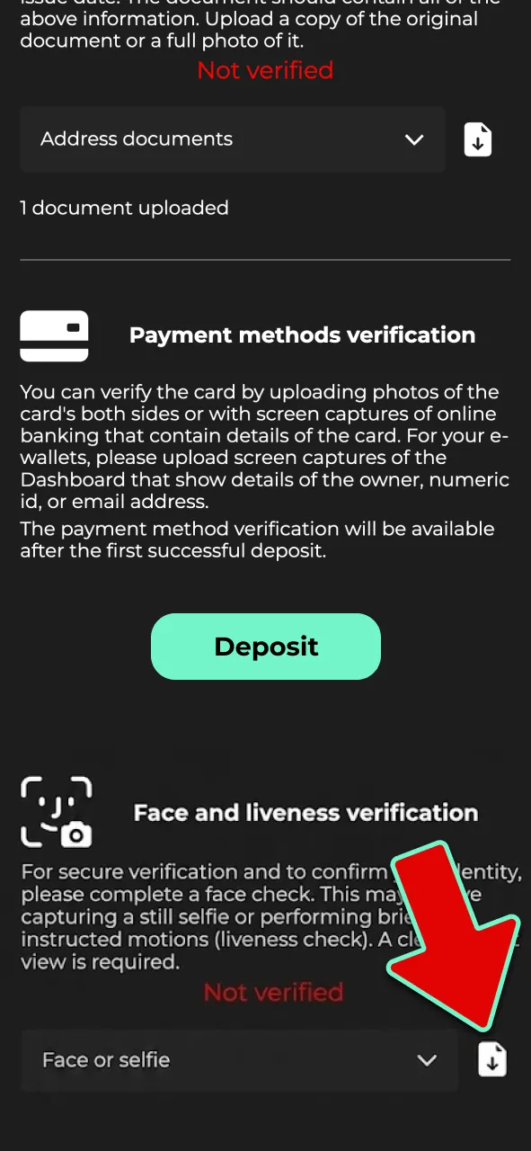 Complete quick face match at Admiral Shark to verify your identity.