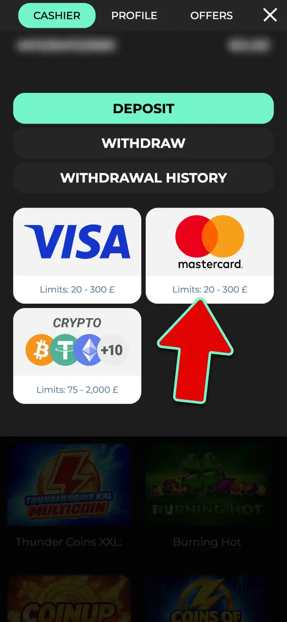 Select your preferred payment method and ensure account ownership at Admiral Shark.
