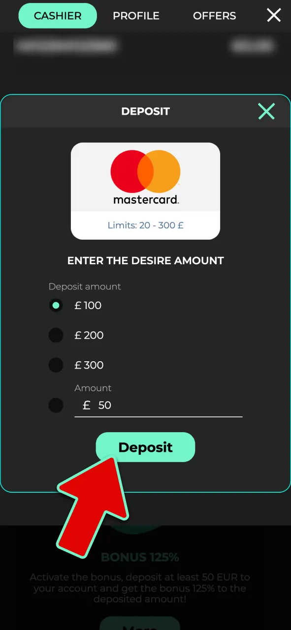 Confirm the transaction and wait for your Admiral Shark bonus funds to activate.