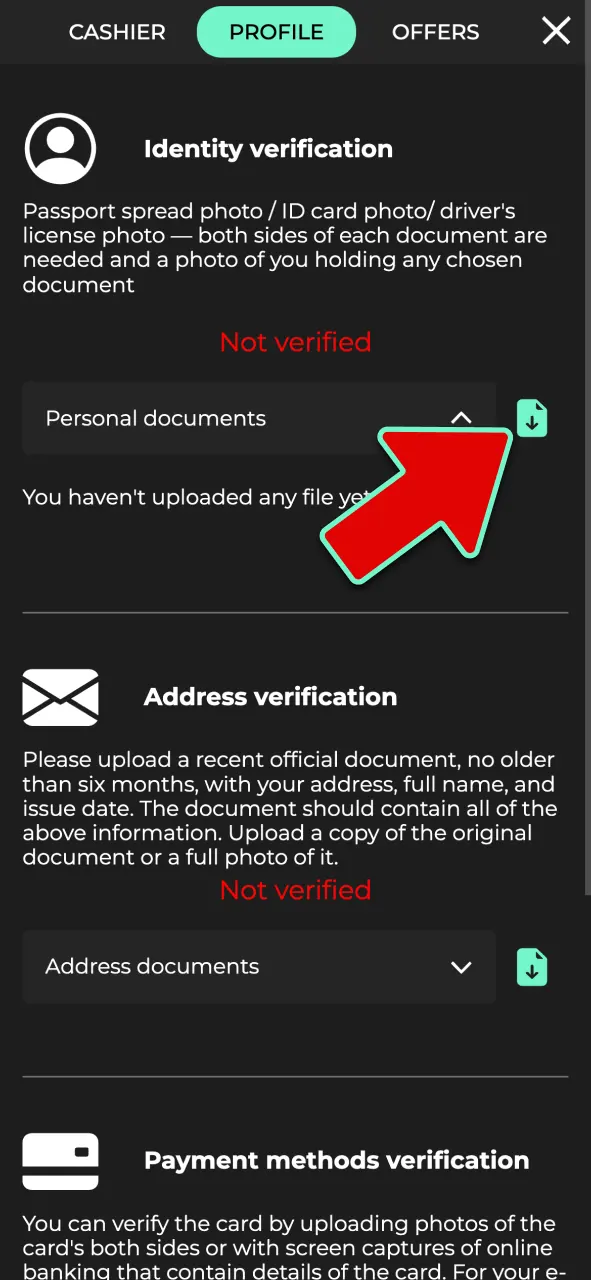 Upload your passport, UK driving licence, or national ID to verify identity at Admiral Shark.