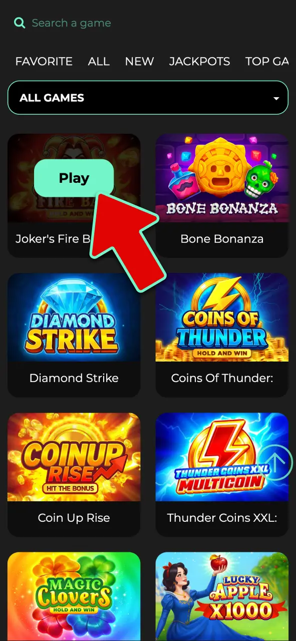 Use lobby filters to find top slots and bonus features at Admiral Shark Casino.