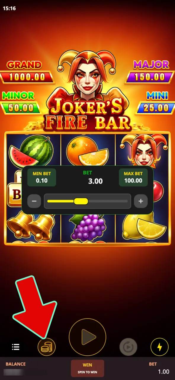 Set your stake using the bet controls at Admiral Shark Casino.